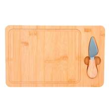 PromoClick Rectangular Bamboo Cheese Board With Space For 1 Plane Knife. Ideal For Serving - Beige - View 3
