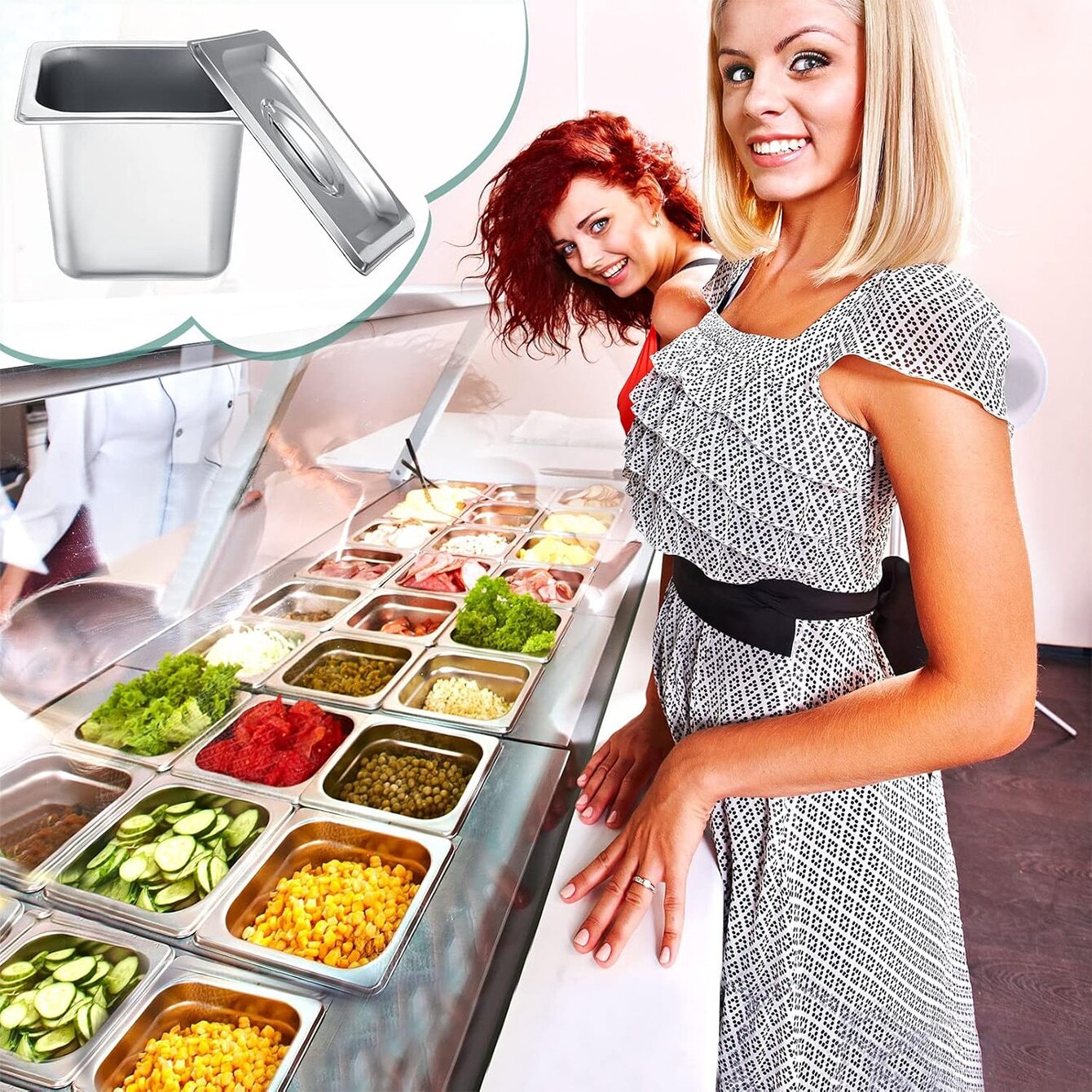 8 Pack Stainless Steam Hotel Pan Steam Table Pan With Stainless Steel