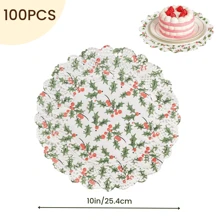 100 Stücke grüne Blatt Papier Spitze Deckchen runde Tischsets für Tische dekorativ, Einweg Deckchen Papier Pad Großpackung für Hochzeit, Geburtstag, Kuchen, Desserts, Geschirr Essen Party Dekoration Basteln