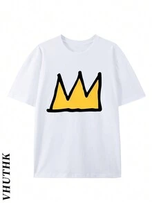 (220 Pure Cotton T-Shirt)   Men's Summer Round Neck Short Sleeved Casual Pure Cotton  Little Crown - 白色 - 查看 2