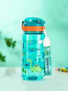 1pc600ml Water Cup With Straw Baby Children, Primary School Students Carry Anti-Drop Plastic Cup Kindergarten, School Outdoor Water Bottle Baby Drink Cup - Green - View 1