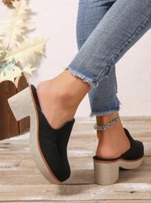 Women Casual High Heel Slingback Closed Toe Shoes
