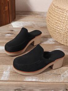 Women Casual High Heel Slingback Closed Toe Shoes