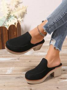 Women Casual High Heel Slingback Closed Toe Shoes