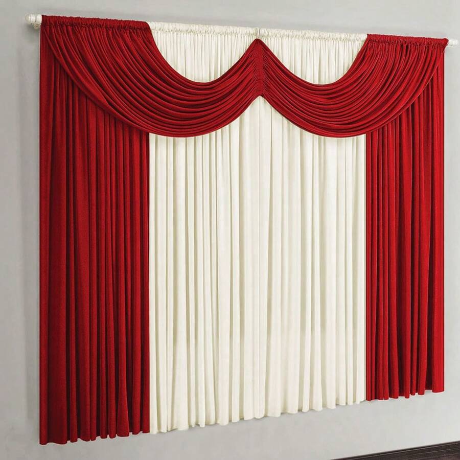 Riviera Curtain 2.00m X 1.70m For Single Rod Various Colors - 紅色與稻草 - 查看 1