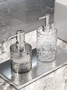 1 pieza Botella de loción y botella espumosa para champú, gel de ducha, acondicionador, jabón líquido, 300ml/400ml Botella de plástico gris y blanco con ondas de agua recargable y vacía, artículos de tocador de baño, fácil de limpiar y usar, decoración de otoño para el hogar, de vuelta a la escuela