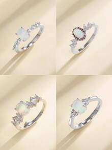 1 件 925 纯银天然澳大利亚珍珠蛋形鸡尾酒戒指，适合订婚、婚礼、生日礼物、派对、度假、奢华、现代、优雅 - 白色 - 查看 1