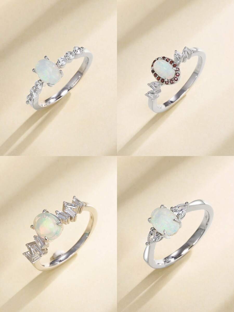 1 件 925 纯银天然澳大利亚珍珠蛋形鸡尾酒戒指，适合订婚、婚礼、生日礼物、派对、度假、奢华、现代、优雅 - 白色 - 查看 1