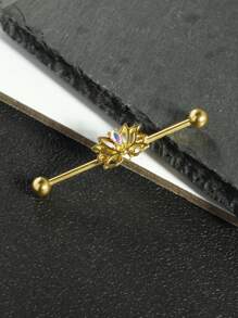 1-7 件/套金色工业耳环脚手架杆 38 毫米不锈钢 14G 蝴蝶水钻工业穿孔首饰男女软骨螺旋工业杠铃适合派对日常佩戴 - industrial earring - 查看 11