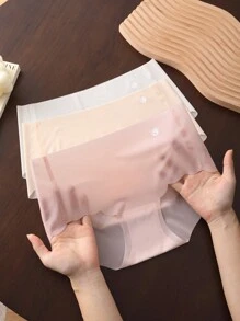 6 条装 女士超薄冰丝无缝内裤 性感中腰三角裤 透气速干运动内衣