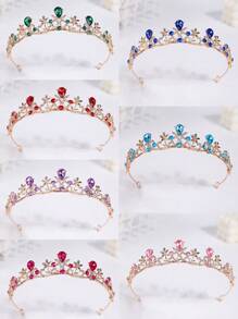 1pc Girls' Luxury Sweet Rhinestone 3D Princess Crown Headband - Multicolor - View 8
