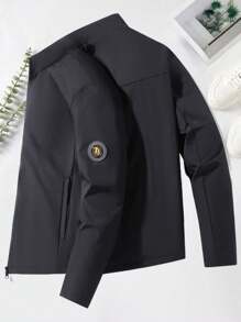 2024新款男士长袖保暖内衬休闲外套，冬季款 - 黑色 - 查看 2