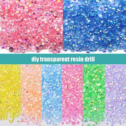 1000/500pcs 2mm/3mm/4mm/5mm Transparent Clear Jelly Crystal Flat Back DIY Craft Rhinestones, Round Shaped Resin Rhinestones For Handmade Crafts, Shoes, Art Decor, Makeup Containers, Glow In The Dark