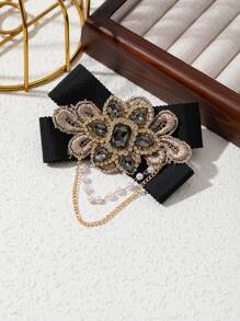 1 件优雅花卉设计创意面料水钻镶嵌金属合金女士胸针，奢华珠宝胸针，约会礼物，适合日常佩戴 - 經典 - 查看 9