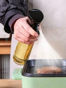 1pc 200/300/500ML，家用厨房按压式油喷雾瓶，空气炸锅油喷雾雾化瓶，防尘烧烤油壶