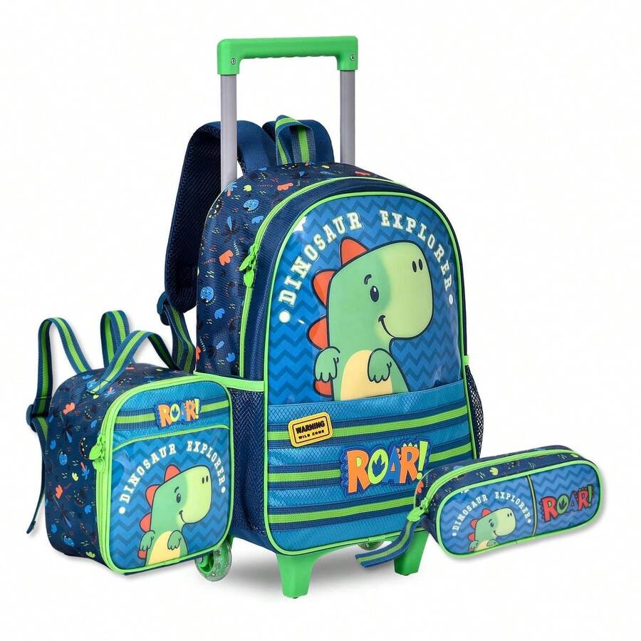 Dinosaur School Kit Backpack, Thermal Lunch Box And Pencil Case - màu xanh lá - Xem 1