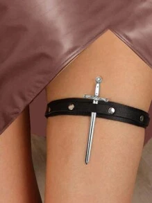 1pc Punk Style Garter With Sword Decoration, Leg Harness For Gothic Female Warrior Leg Decor - Black - View 2