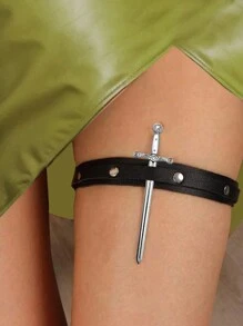 1pc Punk Style Garter With Sword Decoration, Leg Harness For Gothic Female Warrior Leg Decor - Black - View 1