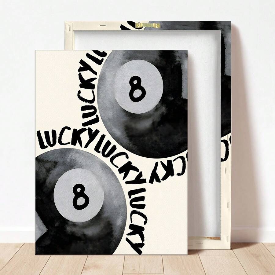 1 件复古台球 8 球印刷品、墙壁艺术、时尚幸运 8 球海报、酒吧车艺术台球、客厅装饰帆布家居装饰 - 帆布材料(带框) - 彩色 - 查看 1