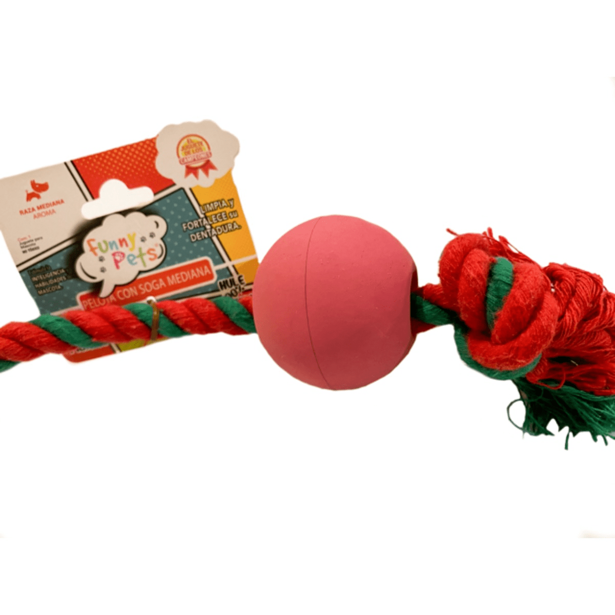 Medium Soft Rubber Ball With Rope For Dogs. Rope Approx. 30 Cm Long