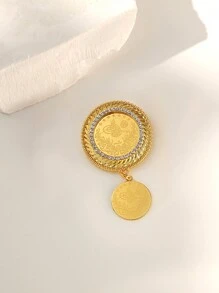 1pc Turkish Style Gold-Plated Brooch & Scarf Buckle For Women, Luxury Bridal Jewelry, Lucky Gift - Gold - View 3