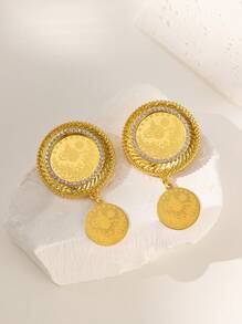 1pc Turkish Style Gold-Plated Brooch & Scarf Buckle For Women, Luxury Bridal Jewelry, Lucky Gift - Gold - View 1