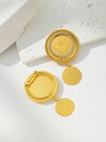 1pc Turkish Style Gold-Plated Brooch & Scarf Buckle For Women, Luxury Bridal Jewelry, Lucky Gift - Gold - View 2