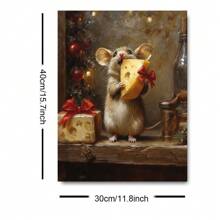 1PC Unframed Christmas Holiday Mouse Rustic Art Retro Poster Vintage Funny Animal Xmas Festival Painting Canvas Print Wall Picture Ideal Gift For Dorm, Apartment, Living Room, Kitchen, Bedroom, Modern Home Decoration Christmas Decoration XMAS Decor Christmas Tree Gift Decor Thanksgiving Wedding Home Decor Home Decor Fall Decor Autumn Decor Birthday Decorations For Gifts Party Supplies Indoor Holiday Festival Decor Halloween Decor Wall Decor Halloween Ornaments - Multicolor - View 12