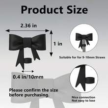 3 件套 - 10 毫米花朵和蝴蝶结硅胶吸管装饰、自粘字母贴片、杯柄装饰吊坠、适合 30 盎司和 40 盎司玻璃杯、婚礼派对节日礼物、母亲节礼物 - 黑蝴蝶結 - 查看 2