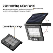 1 件装 LED 太阳能灯运动传感器遥控防水壁灯适用于户外庭院街道车库花园灯 - 黑色 - 查看 4