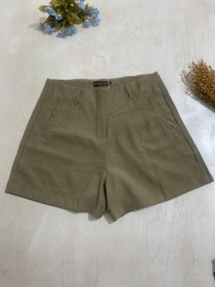 KALINA FASHION Women's Shorts/Marrante Fabric Button Style - xanh quân đội - Xem 1