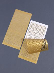1pc Letter Graphic Sticker - Gold - View 2