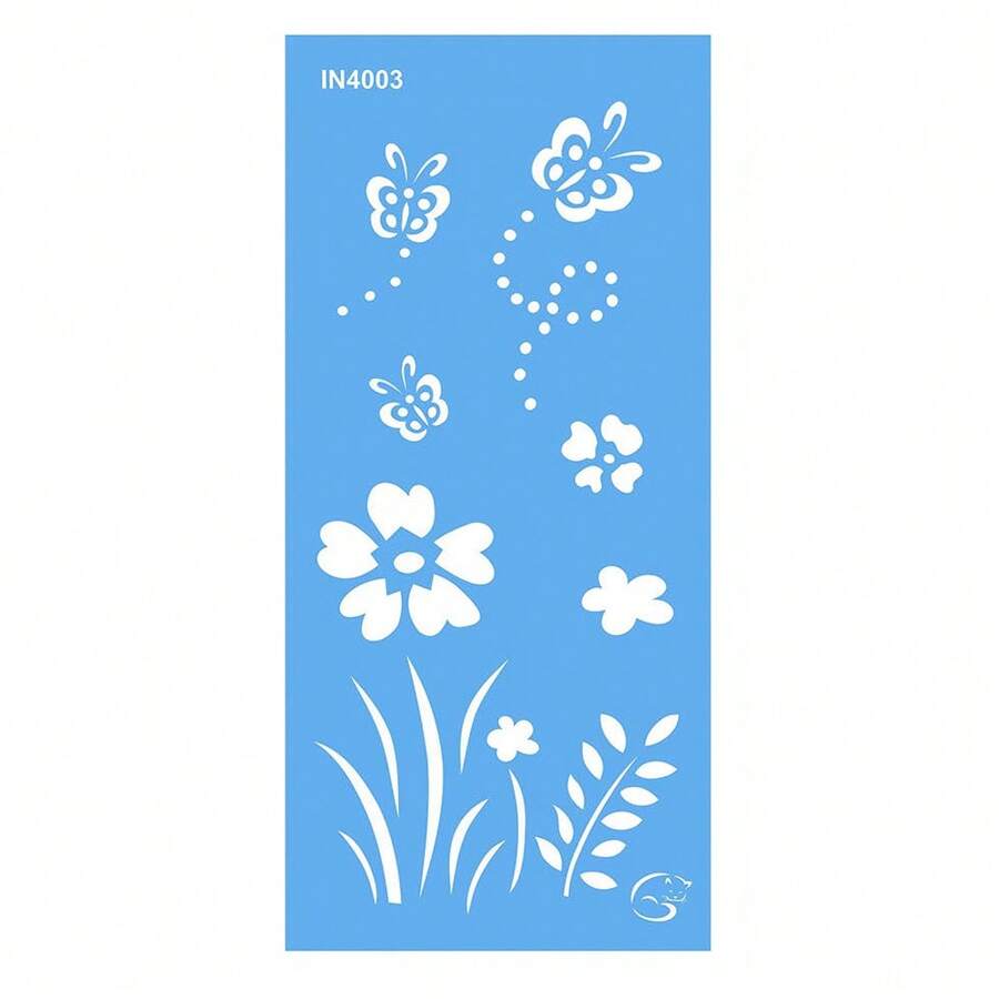 IN4003 - Flower With Butterfly - 7x15 - Stencil Cats Mischievous - Mảnh duy nhất - Xem 1
