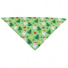 1 chiếc khăn quàng cổ phụ kiện Giáng sinh cho thú cưng, khăn Bandana hình tam giác họa tiết ông già Noel, cây thông Noel và gấu bông, yếm cho chó - màu xanh lá - Xem 13