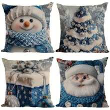 1 件圣诞雪人与礼物单面 3D 印花枕套，3 种尺寸可选，适用于沙发、榻榻米装饰（不含枕芯） - 彩色 - 查看 1