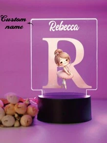 1pc Personalized Custom 26-Letter Princess 3D Light Illusion LED Night Light Warm Light/Rainbow Decorative Table Lamp Night Gift For Teachers, Children, Couples, Girlfriends, Family Members, Pets - Birthday, Graduation, Back-To-School Season, Christmas Wedding Decoration