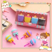 2 件/套卡通甜点形状橡皮擦，可爱学生儿童奖品礼物绘画橡皮擦，学习文具橡皮擦，2 种随机混合 - 彩色 - 查看 2