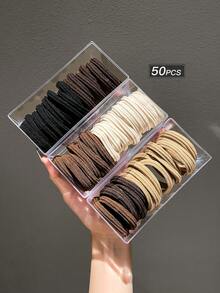 50 件装纯色弹力发带，适合女士，对头发温和 - 彩色 - 查看 7