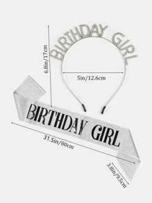 1 Set Birthday Shoulder Strap And Headband Party Accessories For Birthday Party Decoration - Silver - View 2