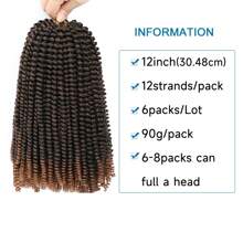 Spring Twist Hair 8 Inch 6 Packs Spring Twists Crochet Hair Synthetic Bouncy Spring Twist Braiding Hair Fluffy Bomb Twist Hair Extensions - 1B/30 - Xem 2