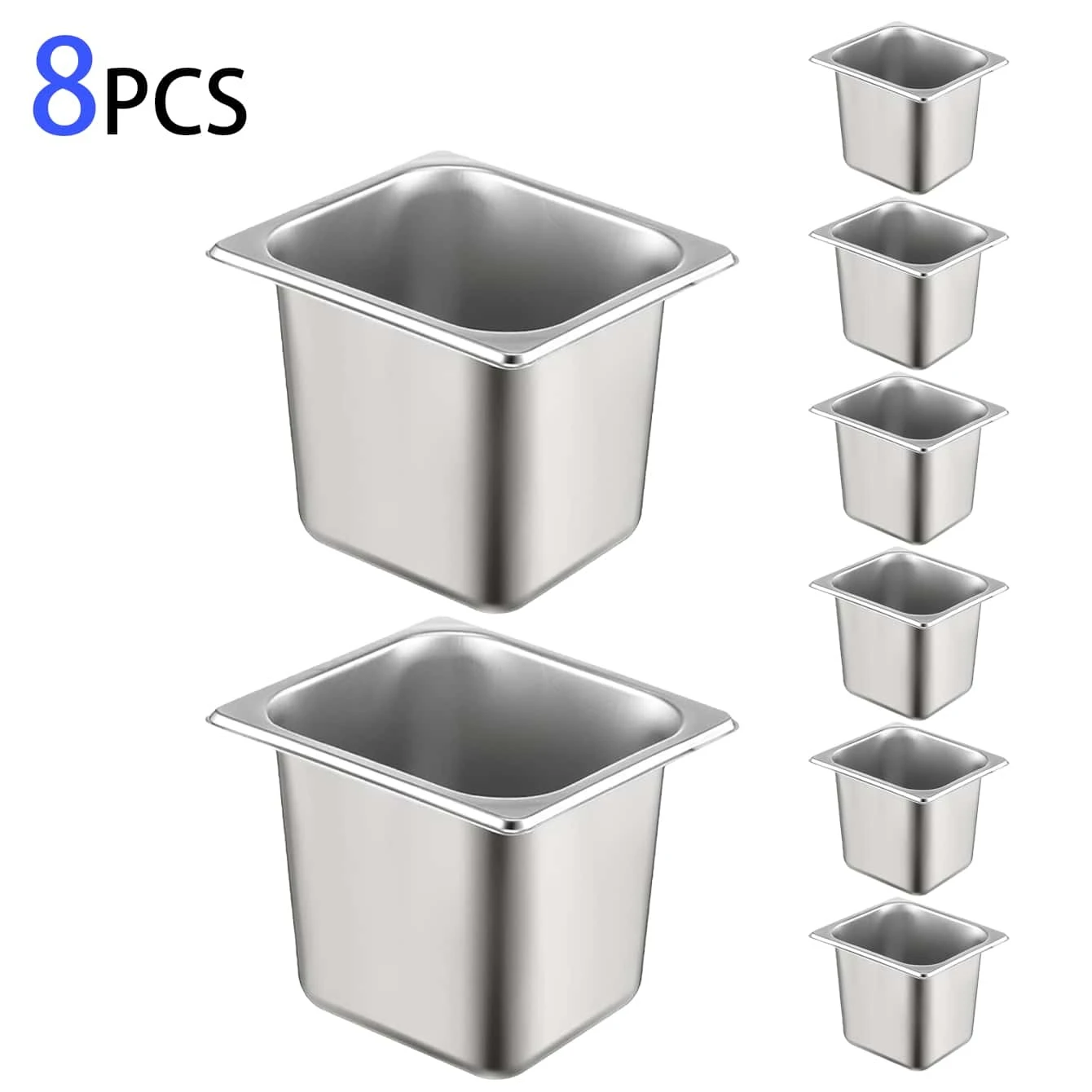8 Pack Stainless Steam Hotel Pan Steam Table Pan With Stainless Steel