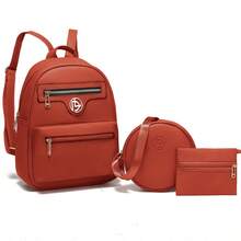 DIOSA LUNA Mochila elegante, conjunto de mochila suave de tres piezas,Conjunto De Mochila para Damas, MochilaDe Tres Piezas, Mochila De Moda, Mochila Casual para niñas,Bolso De Viaje Casual para Mujeres, Conjunto De Bolsas para Estudiantes con Estuche para lápices,Bolso de Hombro - Marrón - Ver 2