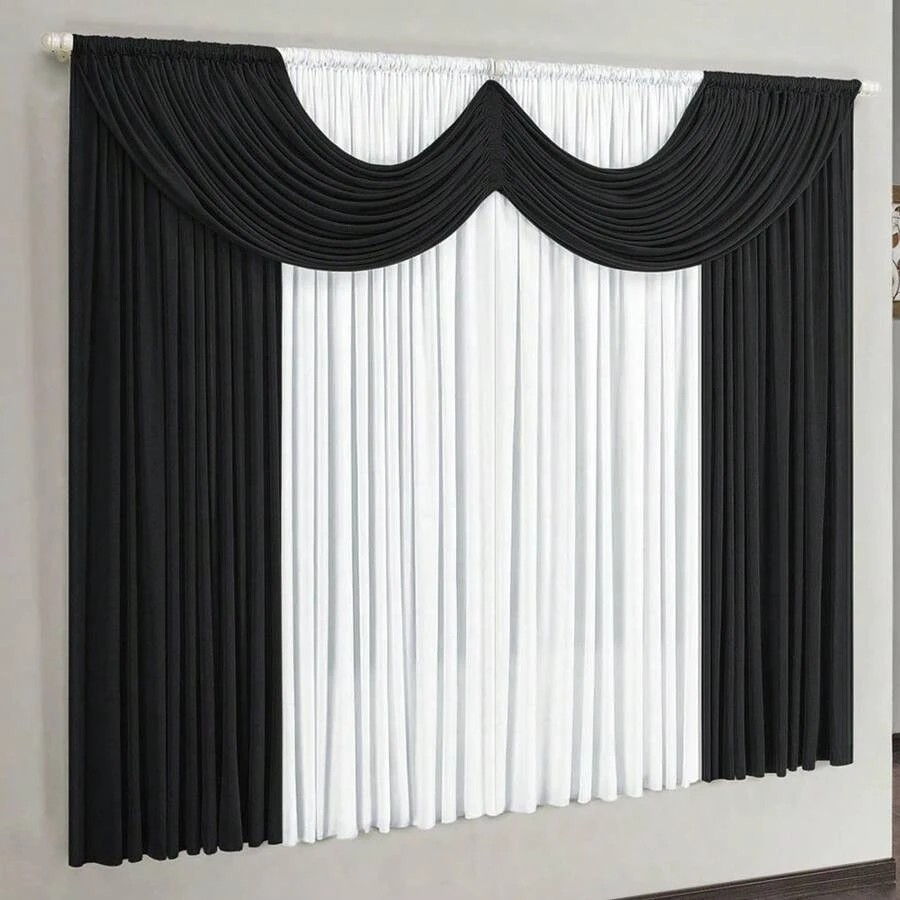 Cortina Riviera 2,00m X 1,70m Para Varão Simples diversas Cores - Preto - Visão 1
