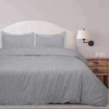 Royale Linens, Inc. 3-Piece Set: Royal Linens Double Brushed Full Duvet Covers With Zipper Closure - Silver - View 2