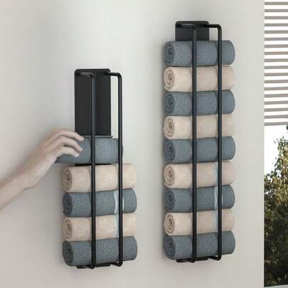 1 cái giá treo khăn tắm xoắn gắn tường, giá đựng khăn tắm phòng tắm, giá đỡ khăn bằng kim loại tiết kiệm không gian để đựng khăn nhỏ, phụ kiện phòng tắm, đồ dùng nhà bếp và dụng cụ phòng tắm.