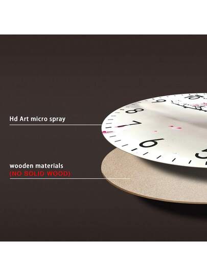 1pc Wood Water Sakura Flower Love Bird Silent Non Ticking Clock, Living Room, Bedroom, Home Valentines/ 10/12/14/16 Inch (Battery Not Included) view 9