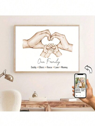 1 قطعة لوحة كانفاس مطبوع عليها أسماء أفراد العائلة وأيديهم، فني تجريدي للجدران، صورة ديكور غرفة نوم، هدية شخصية، ديكور عيد الحب، متعدد الوظائف، متين، زخرفي، غرفة الشاي، المنزل، الحديقة، المكتب، مناسب للأعياد، عيد الحب، عيد الأم، أعياد الميلاد، عيد الأب، التخرج، الزفاف، الاحتفال بالمنزل الجديد، جو دافئ، تجديد المنزل في الخريف، ديكور منزل سكندنافي مريح