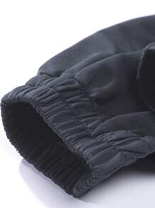 3pcs Men's Casual Spring/Autumn Solid Color Drawstring Waist Tapered Leg Cargo Jogger Pants Set