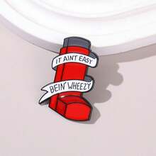 It Ain't Easy Bein' Wheezy Metal Brooch Pin, Clothing Accessory - Red - View 3