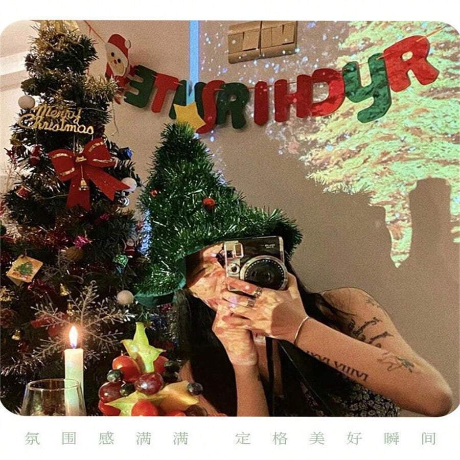 1 件圣诞帽、圣诞装饰帽、小圣诞树摄影道具、成人头带发饰 - 彩色 - 查看 1